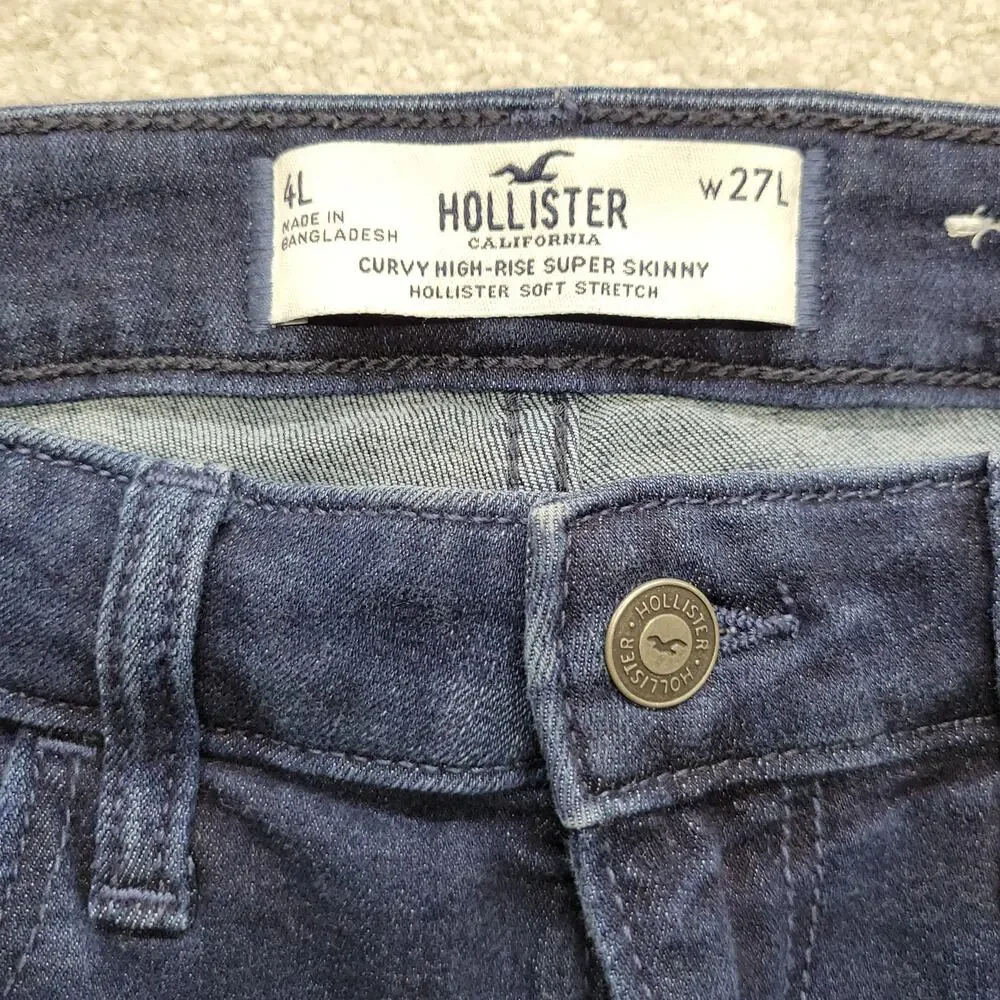 Hollister Curvy High Rise Super Skinny Jeans Womens W27L27 Dark Wash Stretch